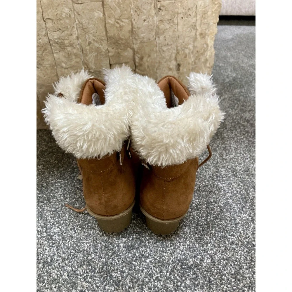 Michael Kors Myra‎ Wendee Chestnut Brown Suede Faux Fur Ankle Boots Booties Sz 5